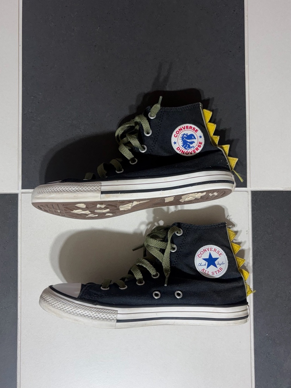 Dinosaur Converse Kids Black High-Top Sneakers